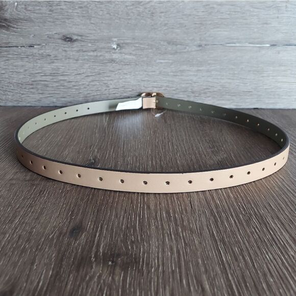 Steve Madden Tan Perforated Skinny Belt Large - Picture 3 of 5
